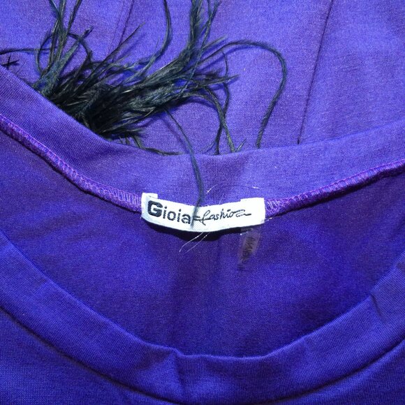 Gioia Fashion, Purple tank top, with animal prints and feather design - Picture 7 of 9